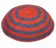 Maroon and Blue Knitted Kippah
